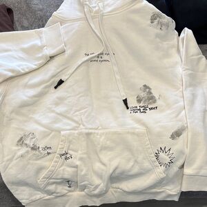 White Hoodie with Guitar Graphic